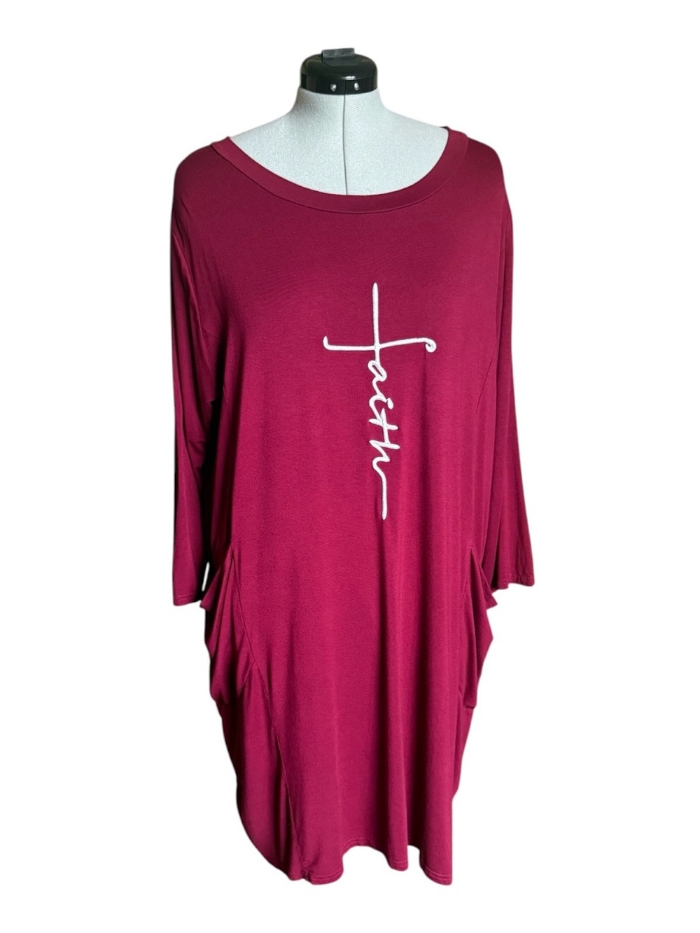 Faith Tunic Shirt Dress w/Front Pockets- Oversized- Lightweight- Love in Faith